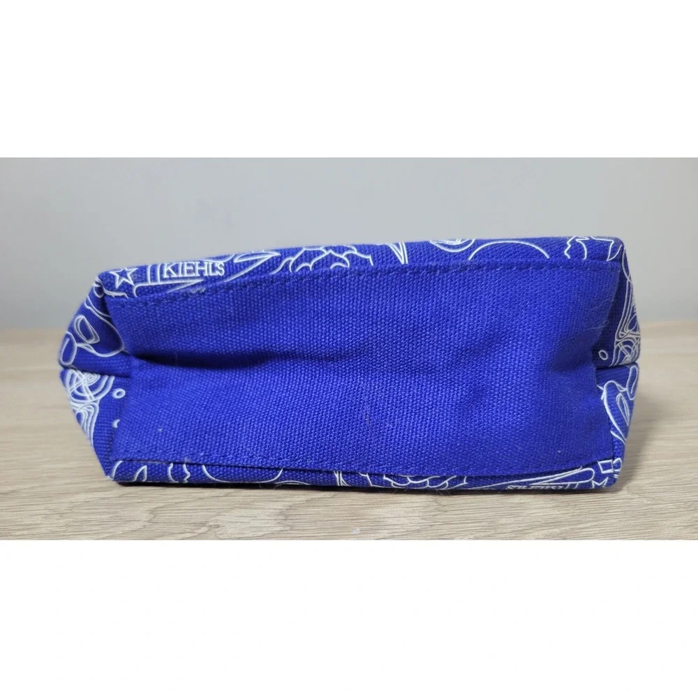 Kiehl's Makeup Cosmetic Travel Bag‎ Blue & White Graphics Canvas